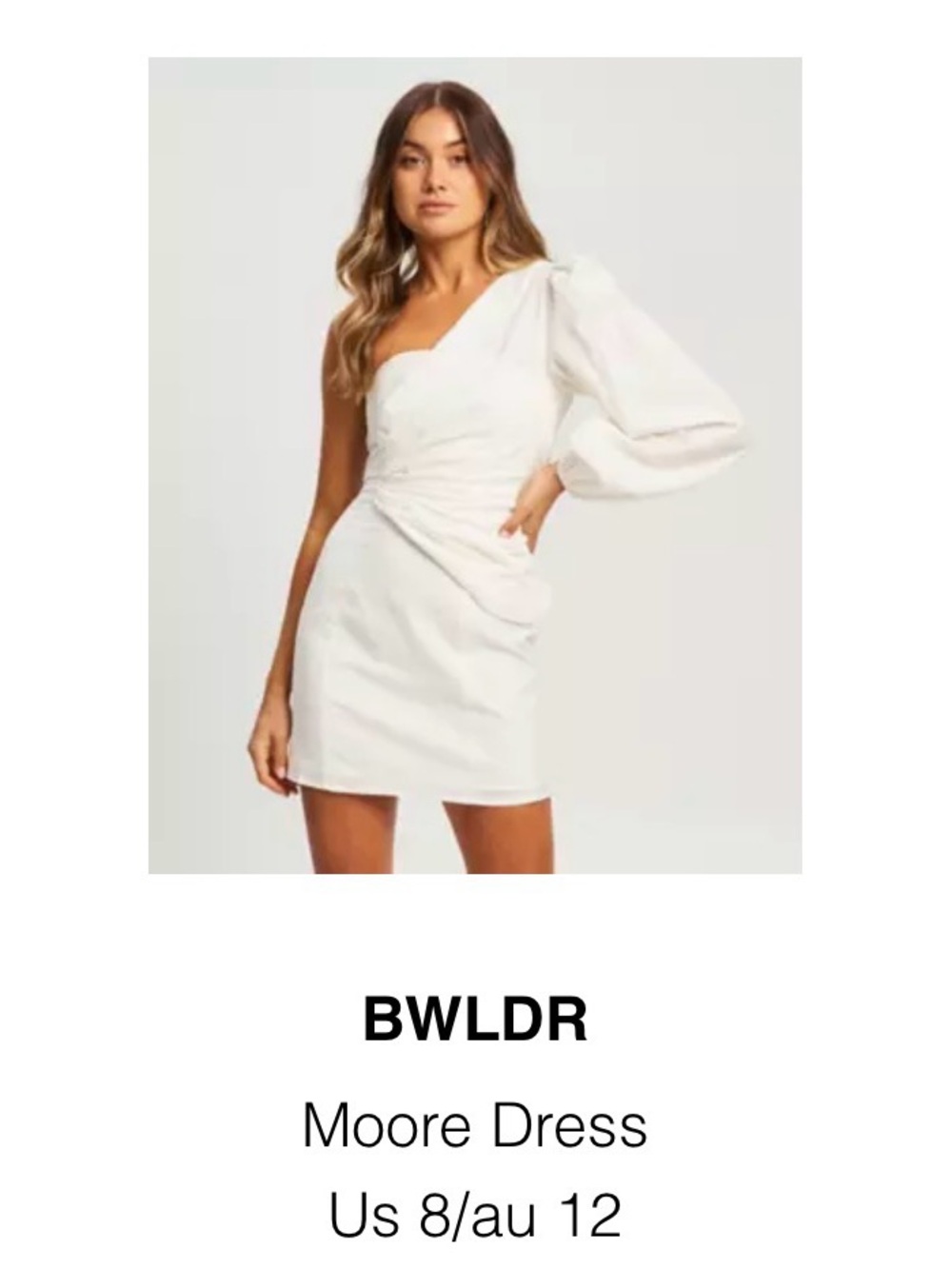 One-Shoulder Cream Ruched Mini Dress